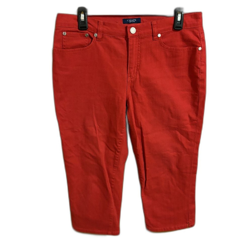 WOMEN'S CHAPS CAPRI STRETCH JEANS RED COLOR‎ SIZE 8